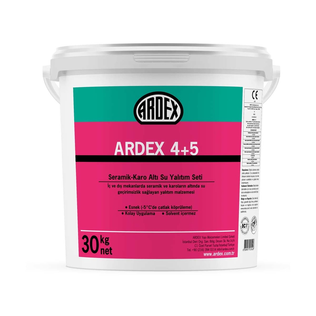 ARDEX 4+5 Çift Bileşenli Elastik Su Yalıtım Malzemesi (Kovalı) 30 kg/set